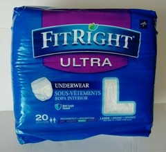 FitRight Ultra Underwear Unisex 40-56 in. (102-142) Large 20 Count Medline NEW