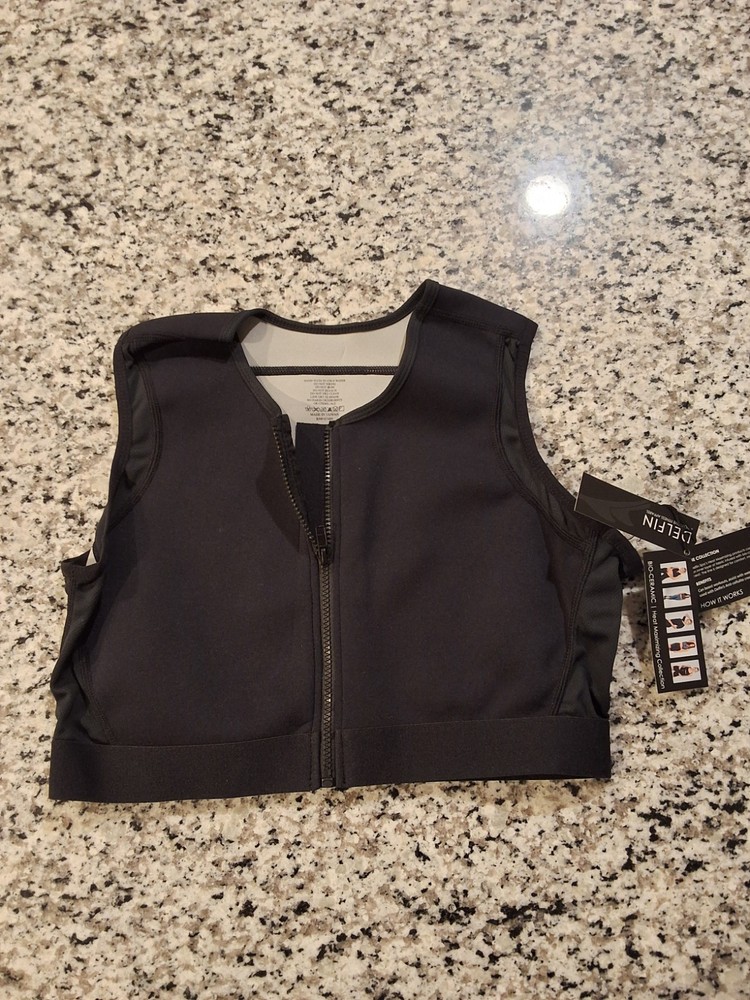 Delfin Compression Shirt Black XXL Front Zip Machine Washable Nylon Polyester