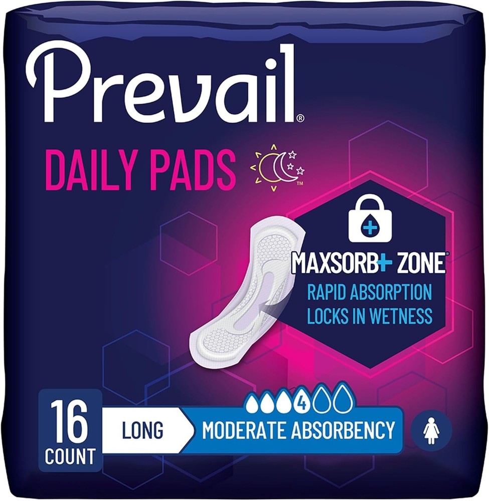 Prevail Bladder Control Pads, 4 Drop, Moderate Absorbency, Long