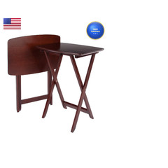 Winsome Darlene Set Of 2 Foldable Snack Tables 26 In Walnut Easy To Store