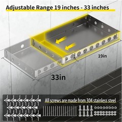 Adjustable Floating Shower Bench Kit 19-33in Wall Mount Aluminum Seat