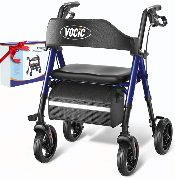 Z21 Rollator Walker with Seat, 8” Wheels, Foldable, 350lb Support