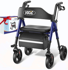 Z21 Rollator Walker with Seat, 8” Wheels, Foldable, 350lb Support