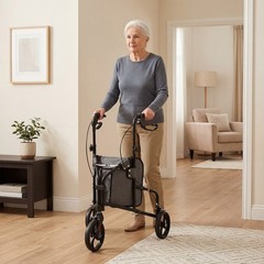 Lightweight 3 Wheel Upright Rollator Walker 8in Wheels Folding Mobility Aid