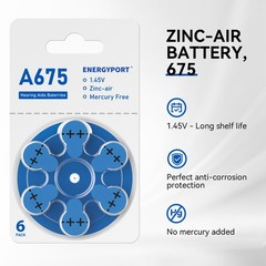 60 Pcs Hearing Aid Batteries Size : 10, 13, 312 or 675 1.45V Zinc-Air Battery