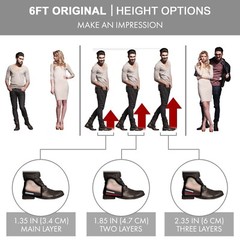 6FT CLUB Height Increase Insole 2.35 inch Adjustable Taller Elevation Shoe Lift