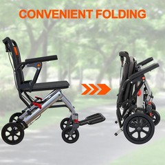 Ultra Lightweight Elderly Transport Wheelchair Portable Folding Transport Chair