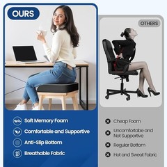 Memory Foam Seat Cushion Ergonomic Comfort Removable Cover Office Car Travel New