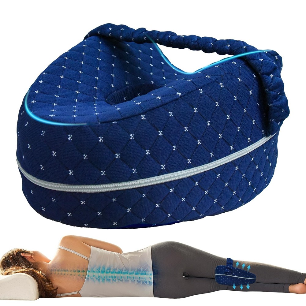 Entrq Alignment Pillow for Side Sleepers, Spine Pillow, Smooth Blue