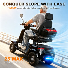1000W Heavy Duty 4 Wheel Mobility Scooters 60V Max Weight Capacity 800 lbs BLACK
