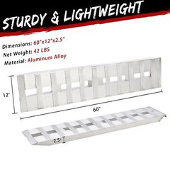 2x 60/72/84/94″ Aluminum Car Trailer Ramps Truck Loading Ramps 6000 lbs Hook End