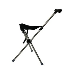 Portable Stainless Steel Folding Walking Cane with Seat Comfortable Soft Handle