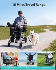 Lightweight Electric Wheelchair, Electric Wheelchairs for Adults Foldable, Black