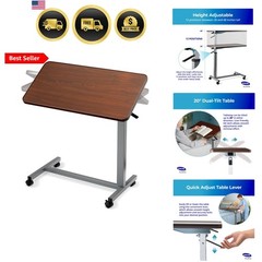 Bed Table, Height Adjustable & Tilting Overbed Table, Hospital Bedside Table,…
