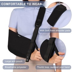 HKJD Arm Sling for Shoulder, Wrist, Elbow Injuries, One Size, Black