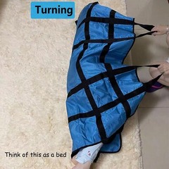 Positioning Bed Pad With Reinforced 6 Handles For Lifting, 48*40 Inch Blue