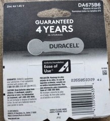 1 Duracell 6 Pack of Hearing Aid Batteries 6 Total – Size 675 EXP DATE 03/2024