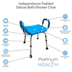 Independence(tm) Deluxe Bath & Shower Chair / Bench PADDED with Armrests