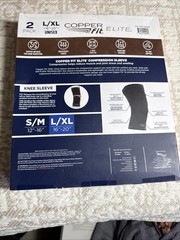 Copper Fit Elite Compression Knee Sleeve 2 Pack L/XL 16-20″ Airflow Tech NEW