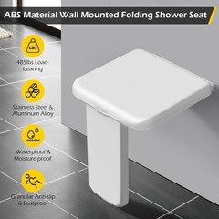 Dyna-Living Wall Mounted Folding Shower Seat 485lbs Fold Down ABS Shower Bench