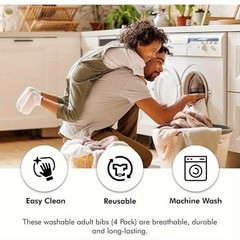 5 Pack Terry Cloth Adult Bibs/Senior Meal Time Clothing Protector w/Hook&Loop