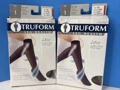 2x Truform 1763, Knee High Stocking, 8-15 MMHG of Compression, Taupe Lg and Xl