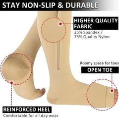 Medical Compression Socks with Zipper, Knee High 15-20 mmHg Compression Socks…