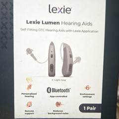 Lexie Lumen RIC Self-Fitting OTC Hearing Aids Bluetooth Light Gray Both Ears