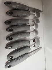 Good Grips Large Handle Silverware 4 pc Set Fork Knife Spoon Disability Adaptive