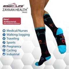 Heartbeat Compression Socks (12-15 mm/Hg) Black, Blue, Pink and white