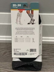 CORE SPUN Compression Socks MEDIUM WHITE/GREY/BLACK 20-30mmHg 
