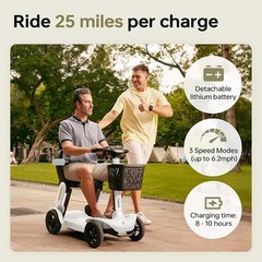 4 Wheel Folding Mobility Scooter Electric Power Wheelchairs Long Range -OPEN BOX