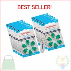 60 ZeniPower Hearing Aid Batteries Size: 675P Cochlear + Battery Holder Keychain