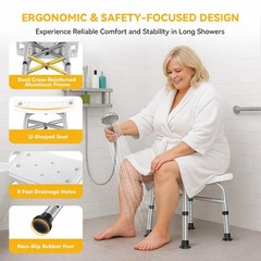 1 PCS Shower Chair Inside 500lb 5 Height Adjustable Stool Heavy Duty Bench Tub