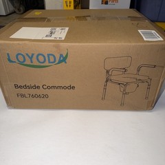 Loyoda Drop Arm Bedside Commode Padded Seat and Backrest, 500lb FBL760620 3039D