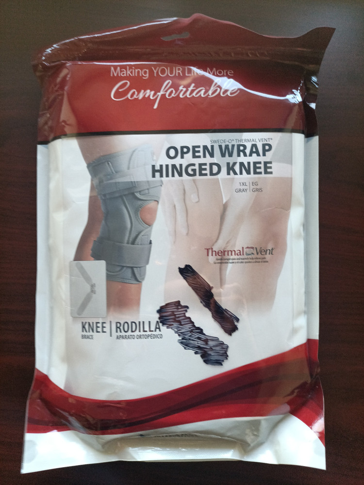 Core Products Swede-O Thermal Vent Open Wrap Hinged Knee Brace New Sz 1 XL Gray