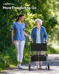 7LB Rollator Walker Foldable Rolling Walker 330LB Capacity for Senior Blue Grey