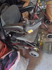 Electric Power Wheelchair w/ Joystick Control, 4-Wheel, Gray/Red