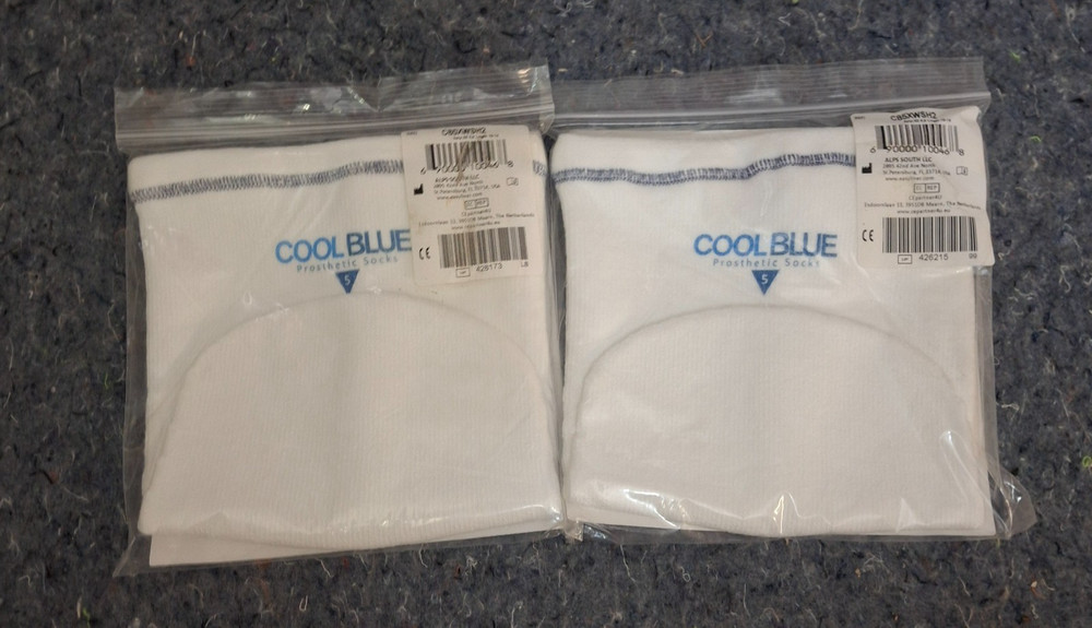 Cool Blue Prosthetic Socks 2-Pack Lot 5-Ply Size 5 6 Blue CB5XWSH2 SPS 428173