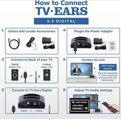 TV Ears Digital Wireless Headset System for Seniors – Volume Control Brand New