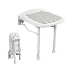 Folding Wall Mounted Shower Seat,Support 550lbs,Adjustable Height Fold Down S…