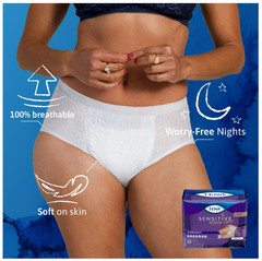 TENA Sensitive Care Overnight Underwear, XL, 56 Count (Waist Size 39in-52in)