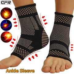 Copper Ankle Support Brace Foot Wrap Compression Sleeve Achilles Tendonitis BML