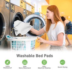Bed Pads Washable Waterproof Incontinence Reusable 36×37 Inch White Twin XL