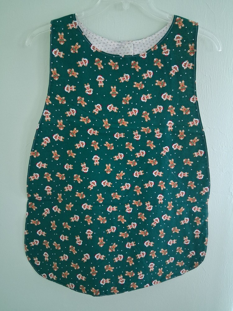 Gingebread/tiny flowers Adult Bib, Handmade , 35 1/2” by 21 ½”, reversible