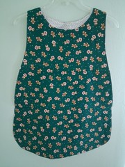 Gingebread/tiny flowers Adult Bib, Handmade , 35 1/2” by 21 ½”, reversible