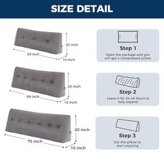 Headboard Pillow Triangle Pillows for Headboard, Head Board Queen Dark Grey