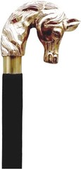 37-Inch Classic Equestrian Style Vintage Brass Horse Head Wooden Walking Stick