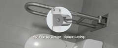 26-Inch Foldable Toilet Grab Bar – 90° Flip-Up Design, Premium 304 Stainless