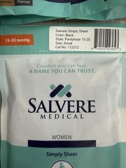 5 Salvere Medical Black Simply Sheer Compression Pantyhose 15-20 Small